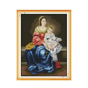 11CT 14CT Count Vezenje Šivanje Devica Marija & Sin Jezus Christian Krščanstvo Navzkrižno Šiv Dekorativni Dodatki Slikarstvo