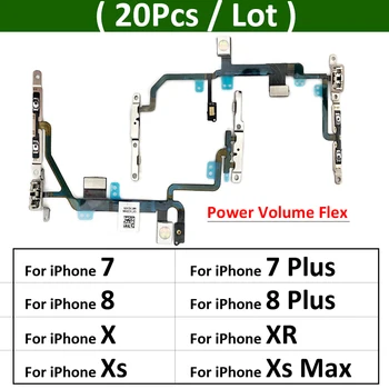 20Pcs, Novih Za IPhone 7 7G 8 8G Plus X XR XS Max Prostornina funkcijo Gumbov za Napajanje izklop Flex Kabel Mobille Telefon rezervnih Delov