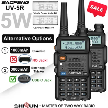 2PCS 5W UV5R Baofeng Walkie Talkie Dual Band VHF, UHF Tip C za Dolge razdalje FM Prenosni Ham CB dvosmerni Radii Ročni oddajnik in Sprejemnik