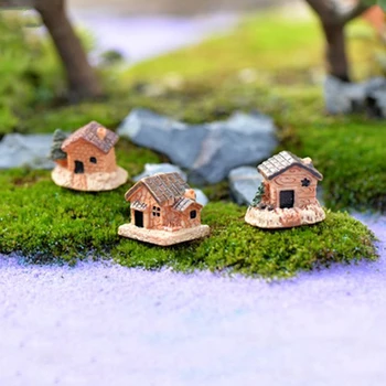 3 Kos Mini Hišo, Vikend DIY Igrače Obrti Vrt Ornament Naključno Barvo Doma Dekoracijo