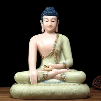 41 CM Veliki VRH DOBRO gilding jade Tajska Azija sedi kip Bude, domov Tempelj učinkovita Talisman Maskota carving Kiparstvo