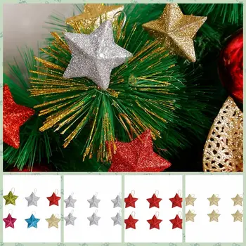 6/24PCS Plastičnih Star Obesek Visi 3D Pet opozoril Star Božično Drevo Okraski za Počitnice svate Doma Xmas Darila