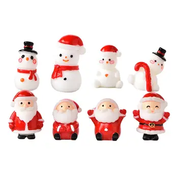 8Pcs Miniaturne Figurice Santa Claus Mini Smolo Okraski Figurice Kiparstvo za Festival Dnevni Prostor Xmas Darila Novo Leto Stranka