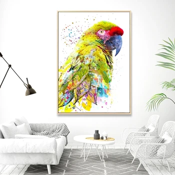 Akvarel Ptic Platna Slike Živo Pisane Papige Wall Art Živalskih Plakati Natisne Sliko za Življenje Otrok Soba Dekoracijo