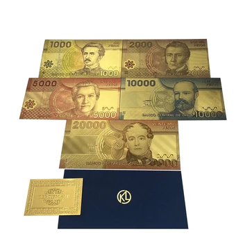 Barvne Čile 1,000 2,000 10,000 5,000 20,000 Peso Zlato Bankovcev v 24k pozlačeni Za Spominek Zbirka Darilo