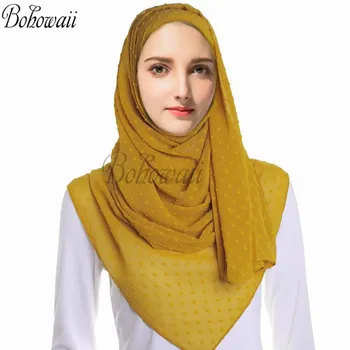 BOHOWAII Moda Pikčasto Hidžab Šal Malezija Muslimanskih Dolgo Glavo, ki Zajema Pozimi Toplo Šifon Rute Šal Islam arabske Ženske, Darilo