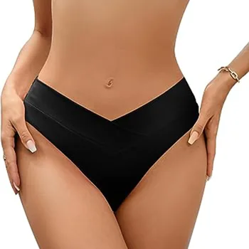 Brazilija 2024 New Cross Seksi Traceless Trdnih Nizko Dvig Bikini Bottom za Ženske enodelne Kopalke