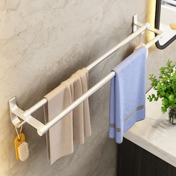 Brisačo rack punch-brezplačno wc alumimum wall-mounted podaljšali in zgostitev kopalnica dvojno palico eno palico brisačo bar