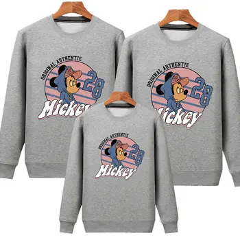 Disne Mickey Mouse hoodie za pare, starš-otrok obleko za moške in ženske v korejskem slogu puloverju bombaž pomlad majica