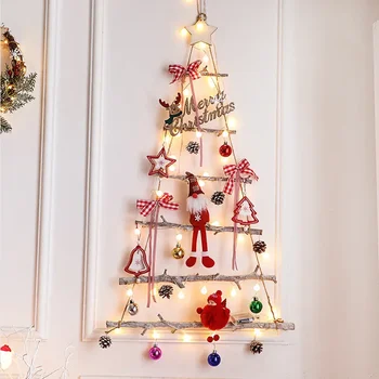 DIY Lesene Božično Drevo, Umetne Ponaredek Okraski Stensko Dekoracijo Božič žogo/Božič doll+leseno drevo+Led luči