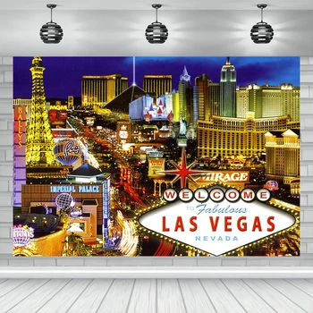 Dobrodošli V Las Vegas Casino Temo Ozadje Happy Birthday Fotografija Odraslih Družinskih Stranka Banner Dekoracijo Photo Booth Rekviziti