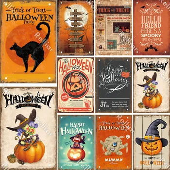 Halloween Letnik Kovinski Znak Božič Bučna Plaketo Doma Bar Trgu Dekoracijo Sten Plošče Umetnosti Klasična Horror Plakat 20x30 cm