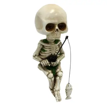 Halloween Lobanje Dekor Grozo Figurice Smolo Kipi Za Dom Dekor Ribolov ThemeSkull Figur Ročno Izrezljane Iz Za Gospodinjstvo