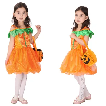 Halloween Obleko za Otrok Dekleta Toddlers Bučna Čarovnica Tiskanja Princesa Obleke Otroci Cosplay Noša Stranka Obleko