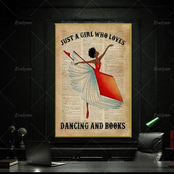 Knjiga Ljubimec Samo Dekle, Ki Ljubi Ples, Balet In Branje Knjig Letnik Plakat Sodobne Dom Dekor Wall Art Natisne Fotografije