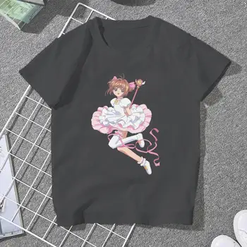 Kwaii Sakura Kinomoto Luštna Punca Ženske Tshirt Card Captor Sakura Japonske Anime Blusas Harajuku Priložnostne Kratek Rokav Vintage Vrhovi