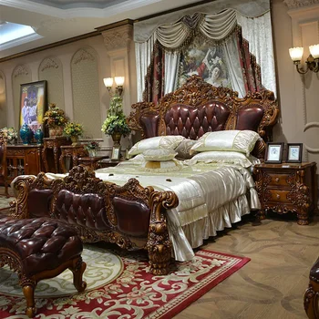 lesa izrezljane dvojno queen postelja villa spalnico Ameriški luksuzno poročno posteljo