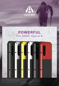 Ljubezen Mei 360 Celotno Telo, Zaščitna Nepremočljiva Primeru Za Sony Xperia 5 Shockproof Aluminij Metal Zadnji Pokrovček Za Sony Xperia 5 Primerih