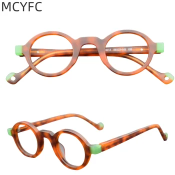 MCYFC Vintage Stil Očal Okvir za Ženske, Ročno Izdelan Acetatni Material Živila Navdih Design, Okrogle Očala za Moške