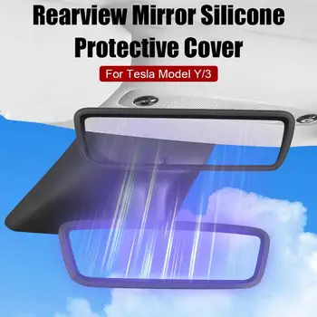  Model 3/Y Rearview Mirror Zaščitnik Kritje Silikonski Rob Okvirja Ščiti Ohišje Zaslona Pribor 2022 2023 2020 2021