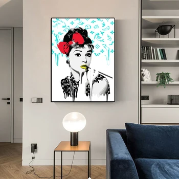 Moderni grafiti Hepburn plakat in tiskanje pop art platno slikarstvo filmska zvezda slike dnevni sobi doma stensko dekoracijo