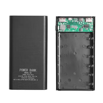 Moč Banke Polje 5 2.1 LCD Zaslon 20000MAh Moč Odbor za 6X18650 Baterije DIY Powerbank Primeru(Black)