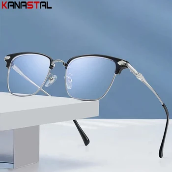 Moški Modra Svetloba Blokiranje Kratkovidnost Očala Za Branje Eyeglass Kovinski Računalnik Očala Okvir Ženske Opitcs Leče Očala Presbyopic