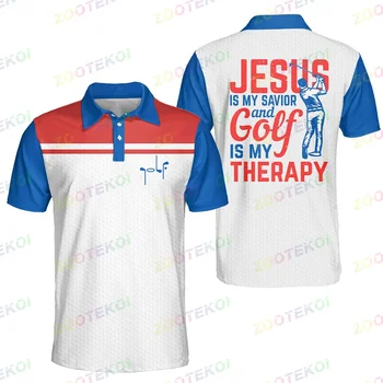 Polo Majice Priložnostne Dolgo Kratkimi Jezus je Moj Odrešenik In Golf Je Moja Terapija Kratek Rokav Polo Majica Za Moške