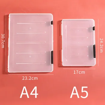 Pregledna Razvrstitev Shranjevanje Datotek Polje A4 A5 Prenosni Posnetek Plastična Škatla Pregleden Končna Polje Prenosna Sponke Barve Rand