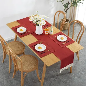 Preprost barva pravokotne nepremočljiva tabela zastavo, jedilnico mat, jedilno mizo tkanine, poliester tassel