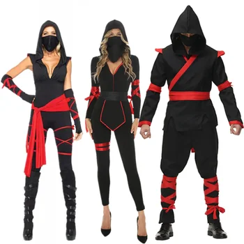 Pustni Zabavi Halloween Odraslih Anime Ninja Kostum Fantasia Japonski Bojevnik Cosplay za Ženske, Moške, Pare,