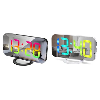 RGB Digitalna Budilka Za Spalnico Za 6,5 Palčni HD & Ogledalo Zaslon S 4 RGB Spreminjanje Barve In 7 Redno Barvo Številk