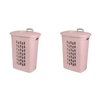 Sterilite Ultra™ Kolesih Plastičnih Pralnica Ovirajo, Rdečilo za lica Pink, Komplet 2
