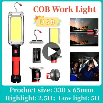 USB Polnilne COB Delo Svetlobe, Prenosna LED Svetilka 18650 Nastavljiv Nepremočljiva Magnet Kavelj Posnetek Taborjenje Luč