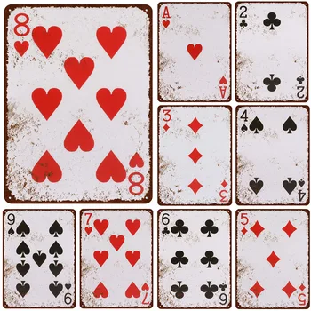Vintage Poker Kovinski Tin Znaki Dekoracijo za Dom Vrt Hotelski Kavarni in Gostilni Stenski Dekor Kovinski Plakati