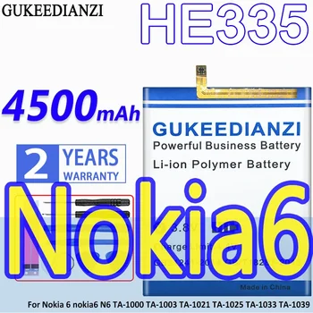 Visoka Zmogljivost GUKEEDIANZI Baterije HE335 4500mAh Za Nokia 6 nokia6 N6 TA-1000 KW-1003 TA-1021 TA-1025 TA-1033 TA-1039