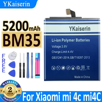 YKaiserin 100% Nova Nadomestna Baterija Za Xiaomi Mi4C Mi 4C Mobilni Telefon Xiaomi Mi4C Baterije BM35 5200mAh Na Zalogi