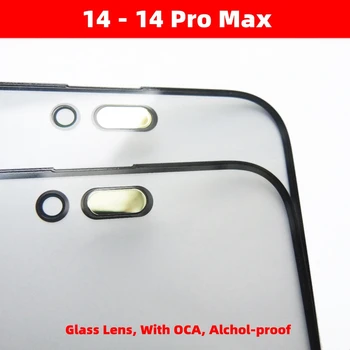 Za iPhone 14 , 14 Pro, Plus, Max Oleophobic Premaz LCD Zunanji Stekla S OCA Zaslon na Dotik Sprednje Steklo Objektiv Deli