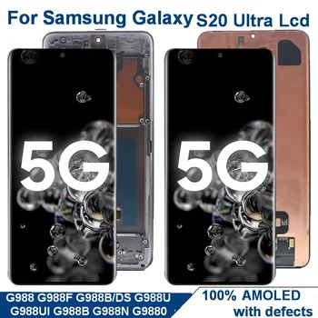 Za Samsung Galaxy S20 Ultra Lcd G988 G988F G988B/DS G988U G988N AMOLED Z Okvirjem Zaslonu se Dotaknite Bralnika Zaslona Računalnike Skupščine