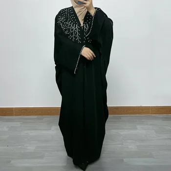 Ženske Eid Muslimanskih Abaya Ramadana Maroko Dubaj Batwing Rokav Diamanti Abayas tam kaftan Vestidos Arabski Dolgo Haljo جلابيه نسائية